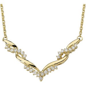 Ladies Natural Diamond V Necklace (I1, G-H) — 14K Yellow Gold
