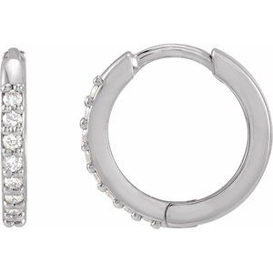 Ladies Natural Diamond Hinged 12.5 mm Hoop Earrings (I1, G-H) — 14K White Gold