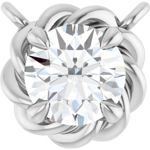 Ladies Natural Diamond Claw-Prong Rope Necklace Center (I1, G-H) — 14K White Gold