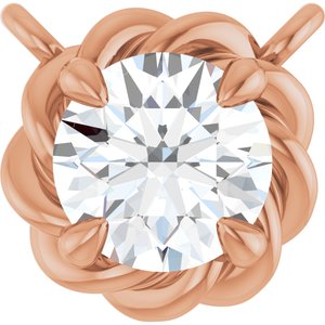 Ladies Natural Diamond Claw-Prong Rope Necklace Center (I1, G-H) — 14K Rose Gold