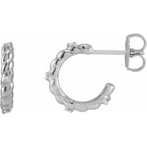 Ladies Natural Diamond Rope Huggies — Sterling Silver