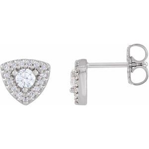 Ladies Natural Diamond Halo-Style Earrings — Sterling Silver