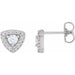 Ladies Natural Diamond Halo-Style Earrings — Sterling Silver