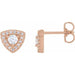 Ladies Natural Diamond Halo-Style Earrings — 14K Rose Gold