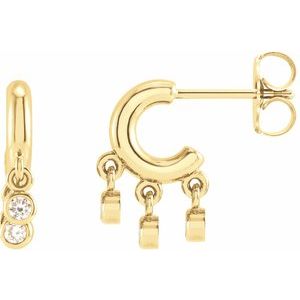 Ladies Natural Diamond Fringe Hoop Earrings (I1, G-H) — 14K Yellow Gold
