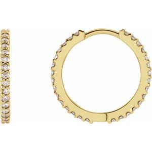 Ladies Natural Diamond 17.63 mm Hoop Earrings (I1, G-H) — 14K Yellow Gold