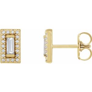 Ladies Natural Diamond Halo-Style Earrings — 14K Yellow Gold