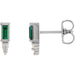 Ladies Natural Green Tourmaline Natural Diamond Bar Earrings — Sterling Silver