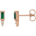 Ladies Natural Green Tourmaline Natural Diamond Bar Earrings — 14K Rose Gold