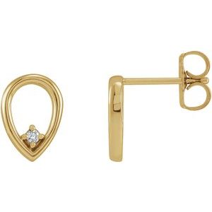 Ladies Natural Diamond Geometric Earrings — 14K Yellow Gold