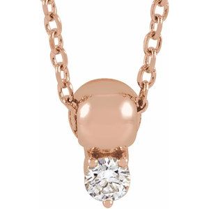 Ladies Natural Diamond Bead Necklace (I1, G-H) — 14K Rose Gold