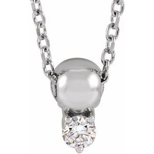 Ladies Natural Diamond Bead Necklace (I1, G-H) — 14K White Gold