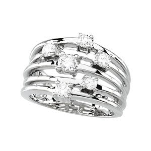 Ladies Natural Diamond Right Hand Ring (I1, G-H) — 14K White Gold