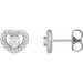 Ladies Natural Diamond Heart Earrings — 14K White Gold