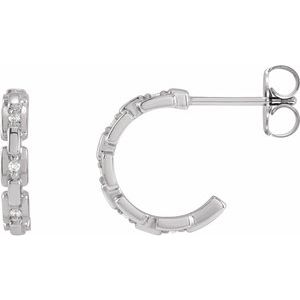 Ladies Natural Diamond Chain Link 12.5 mm Huggies — Platinum
