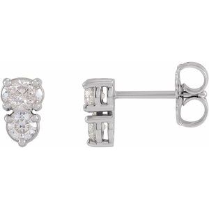 Ladies Natural Diamond Two-Stone Earrings — Platinum