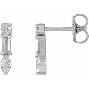 Ladies Natural Diamond Multi-Shape Bar Earrings — Platinum