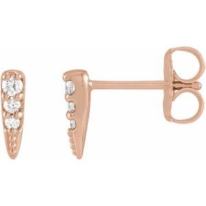 Ladies Natural Diamond Spike Earrings — 14K Rose Gold
