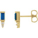 Ladies Natural Blue Sapphire Natural Diamond Bar Earrings — 14K Yellow Gold