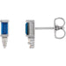 Ladies Natural Blue Sapphire Natural Diamond Bar Earrings — 14K White Gold