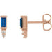 Ladies Natural Blue Sapphire Natural Diamond Bar Earrings — 14K Rose Gold