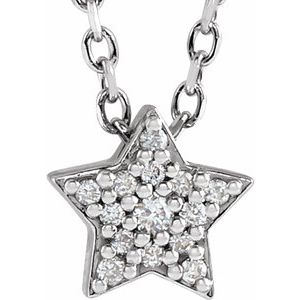 Ladies Natural Diamond Star Necklace (I1, G-H) — 14K White Gold