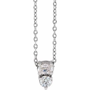 Ladies Natural Diamond Two-Stone Necklace (Si2-Si3, Ghi) — Sterling Silver