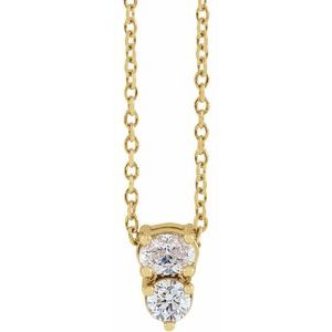 Ladies Natural Diamond Two-Stone Necklace (Si2-Si3, Ghi) — 14K Yellow Gold