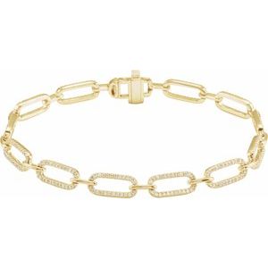 Ladies Natural Diamond Link Bracelet (I1, G-H) — 14K Yellow Gold