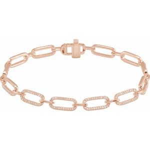 Ladies Natural Diamond Link Bracelet (I1, G-H) — 14K Rose Gold