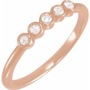 Ladies Rose-Cut Natural Diamond Stackable Ring (VS1-SI1, GHI) — 14K Rose Gold