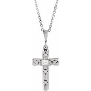 Ladies Natural Diamond Cross Necklace (Si2-Si3, Ghi) — Sterling Silver