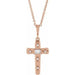 Ladies Natural Diamond Cross Necklace (Si2-Si3, Ghi) — 14K Rose Gold