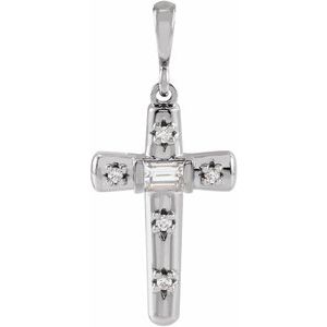 Ladies Natural Diamond Cross Pendant (Si2-Si3, Ghi) — Sterling Silver