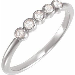 Ladies Rose-Cut Natural Diamond Stackable Ring (VS1-SI1, GHI) — 14K White Gold