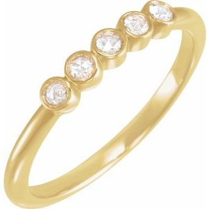 Ladies Rose-Cut Natural Diamond Stackable Ring (VS1-SI1, GHI) — 14K Yellow Gold