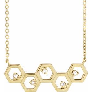 Ladies Natural Diamond Honeycomb Necklace (I1, G-H) — 14K Yellow Gold
