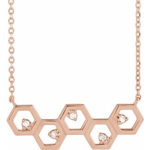 Ladies Natural Diamond Honeycomb Necklace (I1, G-H) — 14K Rose Gold
