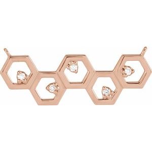 Ladies Natural Diamond Honeycomb Necklace Center (I1, G-H) — 14K Rose Gold