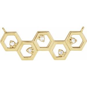 Ladies Natural Diamond Honeycomb Necklace Center (I1, G-H) — 14K Yellow Gold
