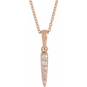 Ladies Natural Diamond Spike Necklace (I1, G-H) — 14K Rose Gold