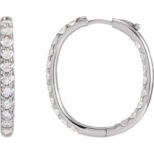Ladies Natural Diamond Inside-Outside Hinged 28.3 mm Hoop Earrings (I1, G-H) — 14K White Gold