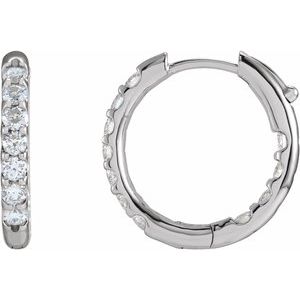 Ladies Natural Diamond Inside-Outside Hinged 18.5 mm Hoop Earrings (I1, G-H) — 14K White Gold