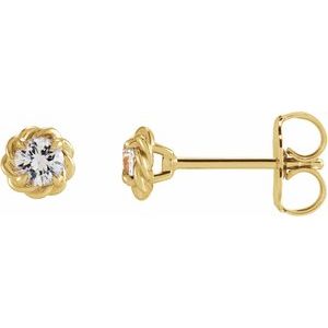 Ladies Natural Diamond Claw-Prong Rope Earrings — 14K Yellow Gold