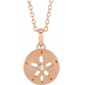 Ladies Natural Diamond Sand Dollar Necklace (I1, G-H) — 14K Rose Gold