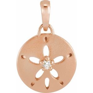 Ladies Natural Diamond Sand Dollar Pendant (I1, G-H) — 14K Rose Gold