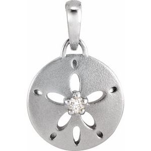 Ladies Natural Diamond Sand Dollar Pendant (I1, G-H) — 14K White Gold