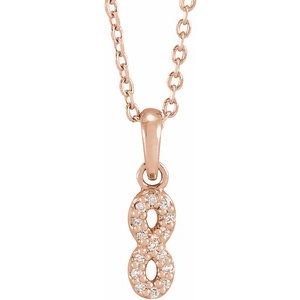 Ladies Natural Diamond Petite Infinity Necklace (I1, G-H) — 14K Rose Gold