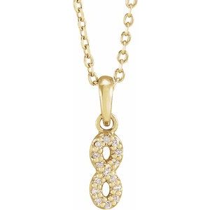 Ladies Natural Diamond Petite Infinity Necklace (I1, G-H) — 14K Yellow Gold