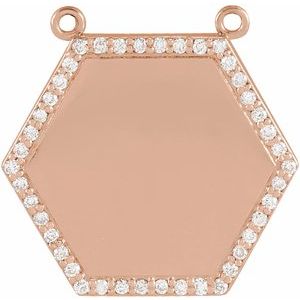 Ladies Natural Diamond Hexagon Necklace Center (I1, G-H) — 14K Rose Gold